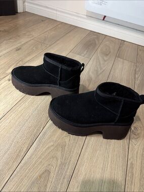 Women’s Black Platform Suede Ankle Boots